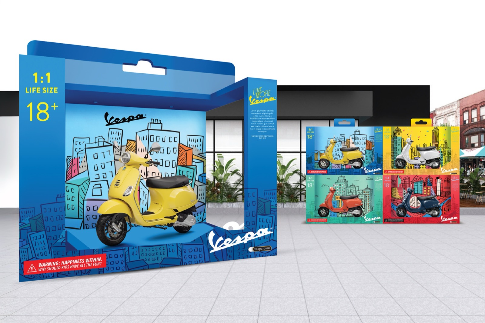 Vespa Life-Size Toy Box Activation Render